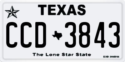 TX license plate CCD3843