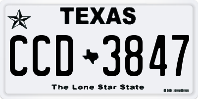 TX license plate CCD3847