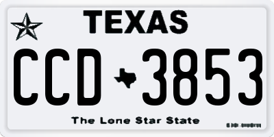 TX license plate CCD3853