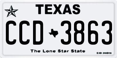 TX license plate CCD3863