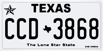 TX license plate CCD3868