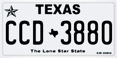 TX license plate CCD3880