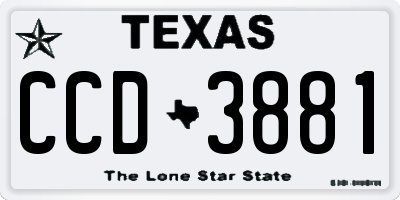 TX license plate CCD3881