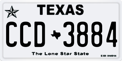 TX license plate CCD3884