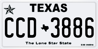 TX license plate CCD3886