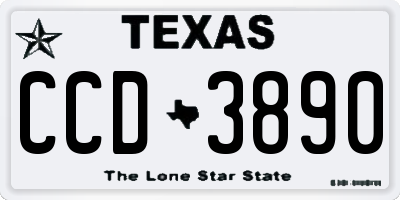 TX license plate CCD3890