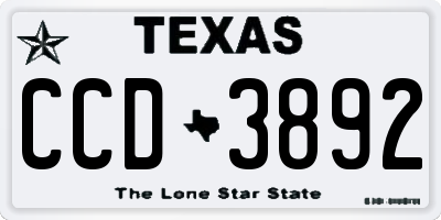 TX license plate CCD3892