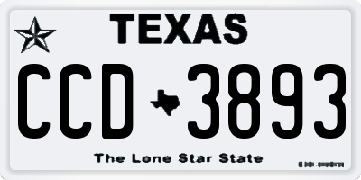 TX license plate CCD3893