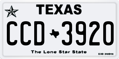 TX license plate CCD3920