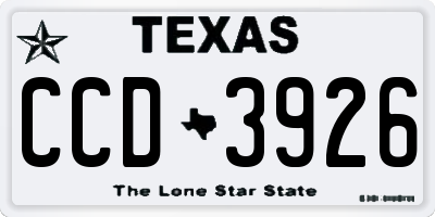 TX license plate CCD3926