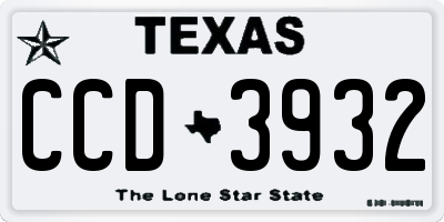 TX license plate CCD3932