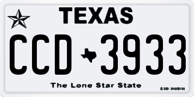 TX license plate CCD3933