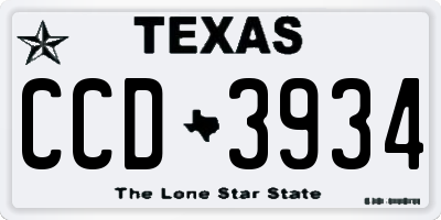TX license plate CCD3934
