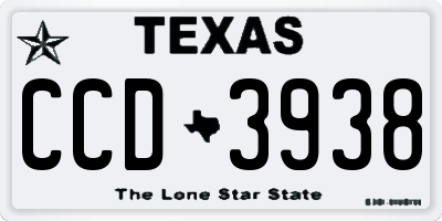 TX license plate CCD3938