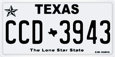TX license plate CCD3943