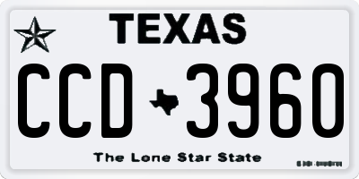 TX license plate CCD3960