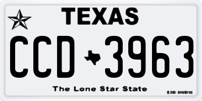 TX license plate CCD3963