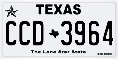 TX license plate CCD3964