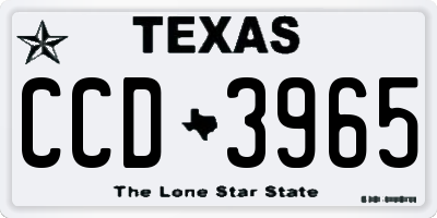 TX license plate CCD3965