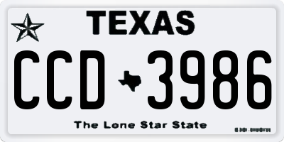 TX license plate CCD3986