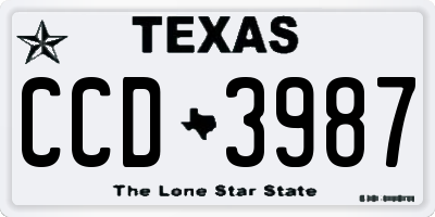 TX license plate CCD3987