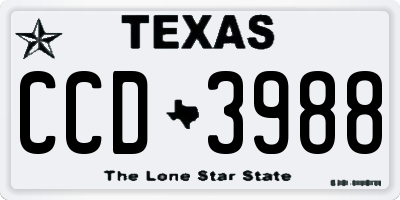 TX license plate CCD3988