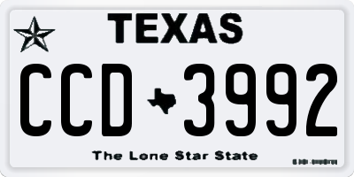 TX license plate CCD3992