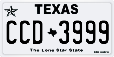 TX license plate CCD3999
