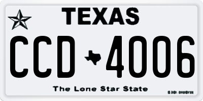 TX license plate CCD4006