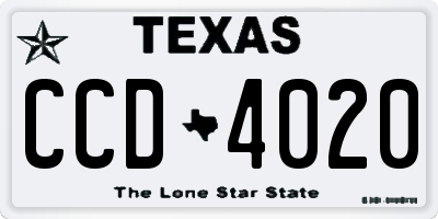 TX license plate CCD4020