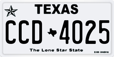 TX license plate CCD4025