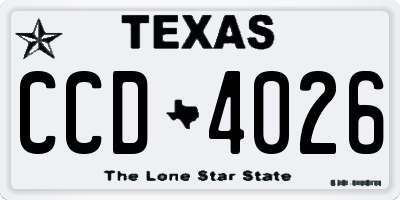 TX license plate CCD4026