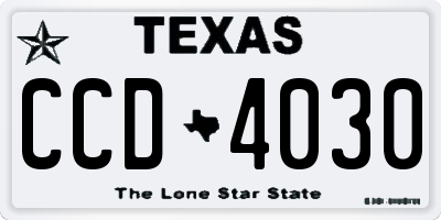 TX license plate CCD4030
