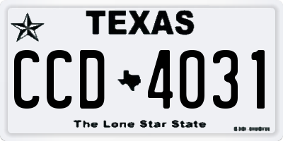 TX license plate CCD4031