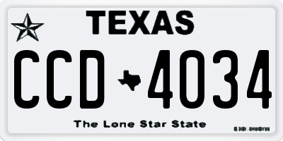 TX license plate CCD4034