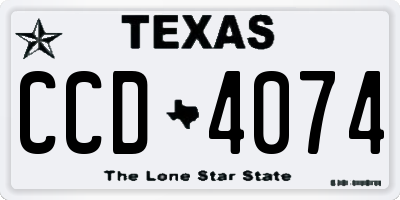 TX license plate CCD4074