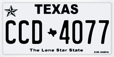 TX license plate CCD4077