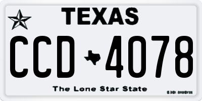 TX license plate CCD4078