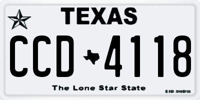 TX license plate CCD4118