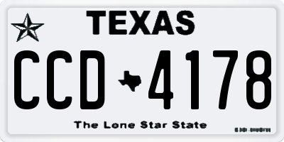 TX license plate CCD4178
