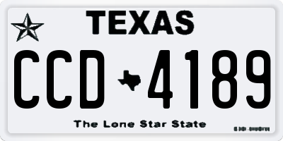 TX license plate CCD4189