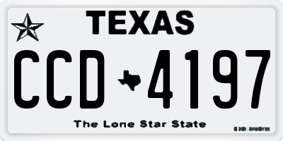 TX license plate CCD4197