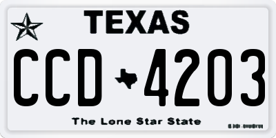 TX license plate CCD4203