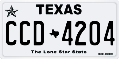 TX license plate CCD4204