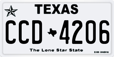 TX license plate CCD4206