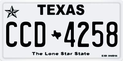 TX license plate CCD4258