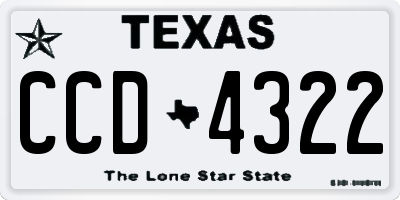 TX license plate CCD4322