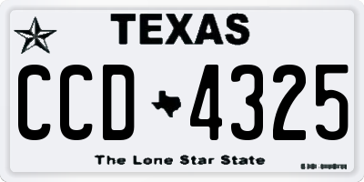 TX license plate CCD4325