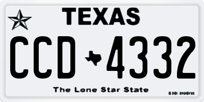 TX license plate CCD4332