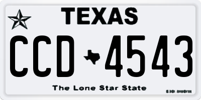 TX license plate CCD4543